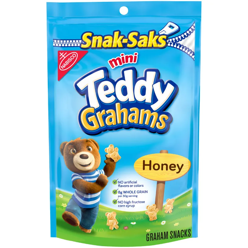 Teddy Grahams Honey Graham Snacks, 8 oz bags package